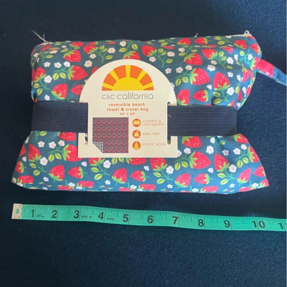 C&C California Floral and Strawberry reversible beach towel &travel bag(see pic)